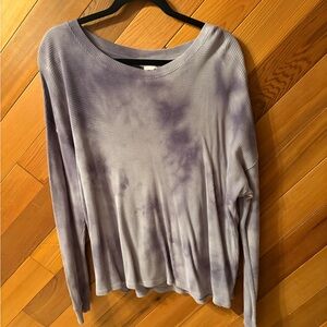 For The Republic Purple Tie Dye Waffle knit Long Sleeve Tee